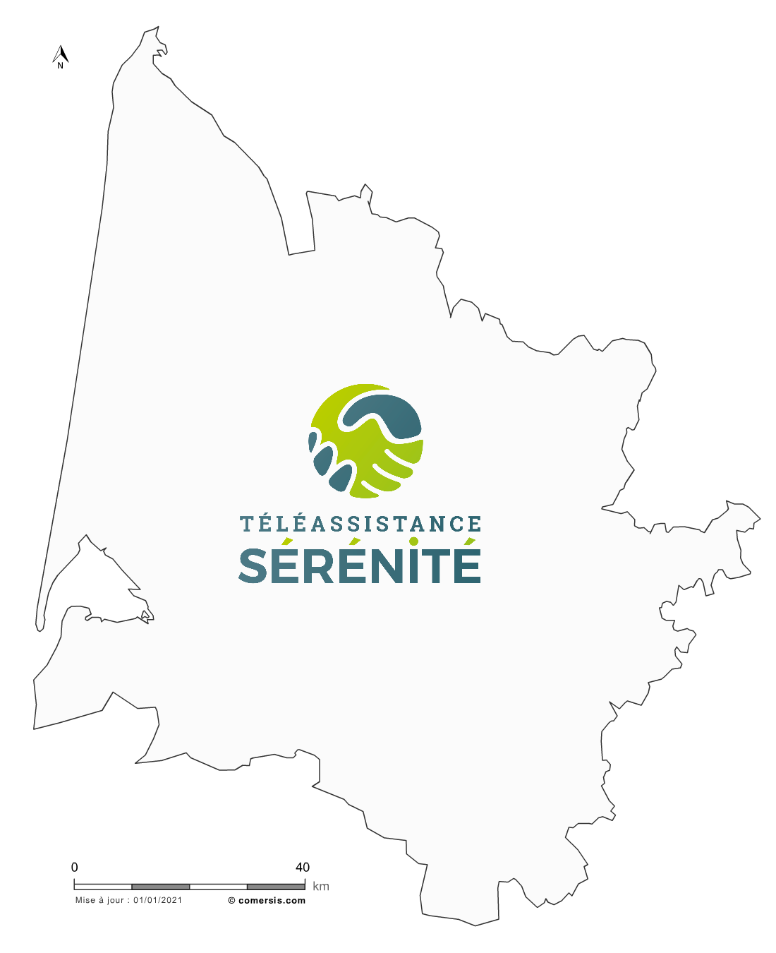 map téléassistance Gironde (33)